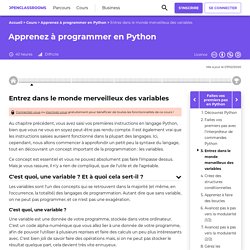 Entrez dans le monde merveilleux des variables - Apprenez à programmer en Python