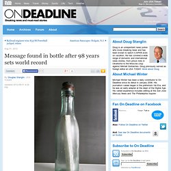 Message found in bottle after 98 years sets world record