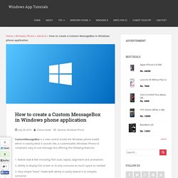 How to create a Custom MessageBox in Windows phone application - Windows App Tutorials