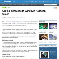 Adding messages to Windows 7's logon screen