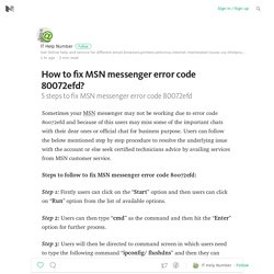 How to fix MSN messenger error code 80072efd?