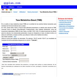 Cálculo online Tasa Metabólica basal (TMB)