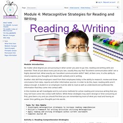 Module 4: Metacognitive Strategies for Reading and Writing