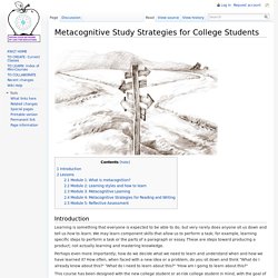Metacognitive Study Strategies for College Students
