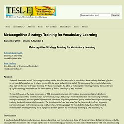 Metacognitive Strategy Training for Vocabulary Learning
