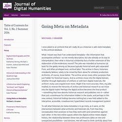 » Going Meta on Metadata Journal of Digital Humanities