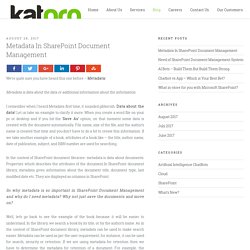Metadata In SharePoint Document Management - Katpro Blog