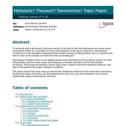Metadata Thesauri Taxonomies Topic Maps!