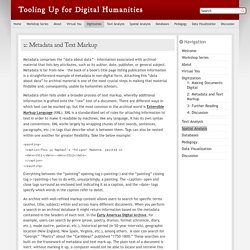 2: Metadata and Text Markup » Tooling Up for Digital Humanities