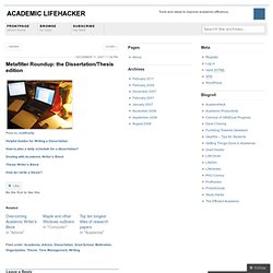 Metafilter Roundup: the Dissertation/Thesis edition « Academic Lifehacker