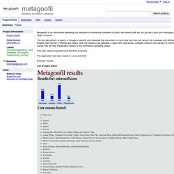 metagoofil - Metadata Information Gathering