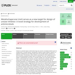 PLOS 10/01/18 Metallochaperone UreG serves as a new target for design of urease inhibitor: A novel strategy for development of antimicrobials (concerne Helicobacter pilory) (avertissement de PLOS : This is an uncorrected proof.)
