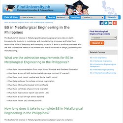BS in Metallurgical Engineering in the Philippines