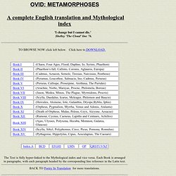 Ovid: The Metamorphoses in a new English prose translation with hyper-linked index