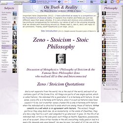 Zeno Stoicism Philosophy: Metaphysics of Stoicism, Ethics. Quotes Stoic Philosopher Zeno