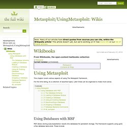 Metasploit/UsingMetasploit : Reference (The Full Wiki)
