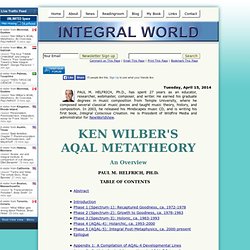Ken Wilber's AQAL Metatheory: An Overview, Paul Helfrich
