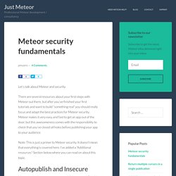 Meteor security fundamentals - Just Meteor