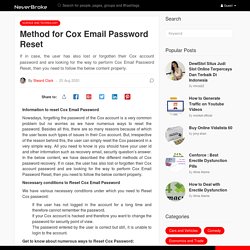 Method for Cox Email Password Reset