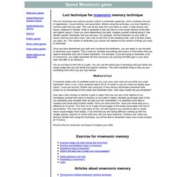 LOCI Method of mnemonic memory technique