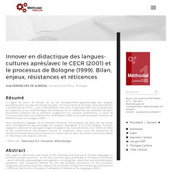 Revue MÉTHODAL - Innover en didactique des langues-cultures après/avec le CECR (2001) et le (...)
