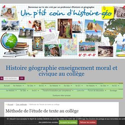 Méthode de l'étude de texte au collège - Un p'tit coin d'histoire-géo