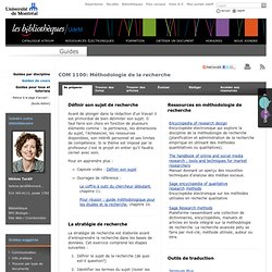 COM 1100: Méthodologie de la recherche - Guides de cours - Bibliothèques - Université de Montréal