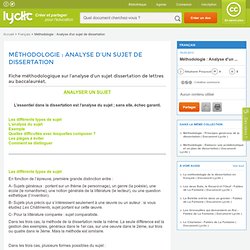 Méthodologie : Analyse d'un sujet de dissertation - Document lyclic