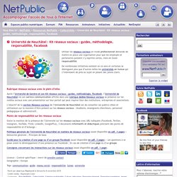 Université de Neuchâtel : Kit réseaux sociaux : guides, méthodologie, responsabilité, Facebook