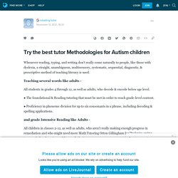 Try the best tutor Methodologies for Autism children