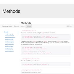 Methods - bootstrap-select