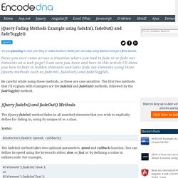 jQuery Fading Methods Example using fadeIn(), fadeOut() and fadeToggle()