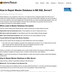 Easy Methods to Rebuild and Repair Master Database of MS SQL Server