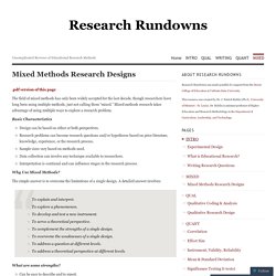 Mixed Methods Research Designs