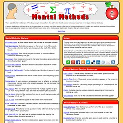 Mental Methods Lesson Starters and Online Activities