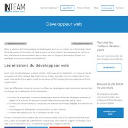 Fiche métier : Développeur web - INTEAM