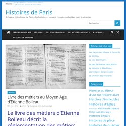 Livre des métiers au Moyen Age d'Etienne Boileau - Histoires de Paris
