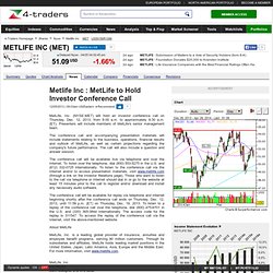 Metlife Inc : MetLife to Hold Investor Conference Call