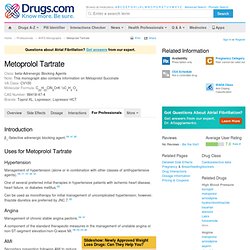 Metoprolol Tartrate Monograph