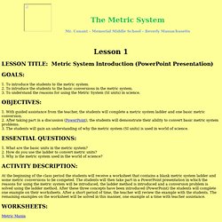 Metric System: Lesson 1