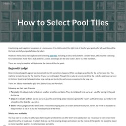 How to Select Pool Tiles