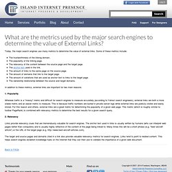 What are the metrics used by the major search engines to determine the value of External Links?