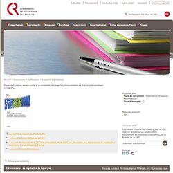 Coûts et rentabilité des ENR en France métropolitaine - Rapports thématiques - Publications