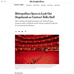 Metropolitan Opera to Lock Out Stagehands as Contract Talks Stall