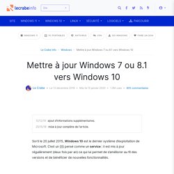 Mettre à jour Windows 7 ou 8.1 vers Windows 10 - Le Crabe Info
