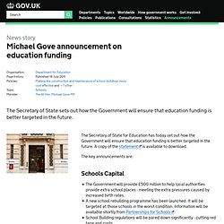 Michael Gove announcement on education funding