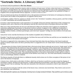 Michael Gold, "Gertrude Stein: A Literary Idiot"