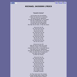MICHAEL JACKSON LYRICS - Smooth Criminal