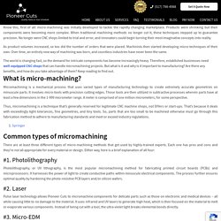 Micro machining Facts - Pioneer Cuts