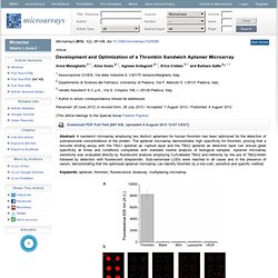 Development and Optimization of a Thrombin Sandwich Aptamer Microarray